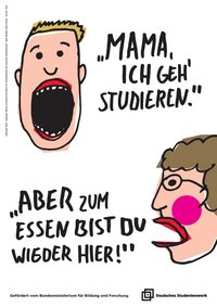 Zwei Cartoon-Gesichter mit Text