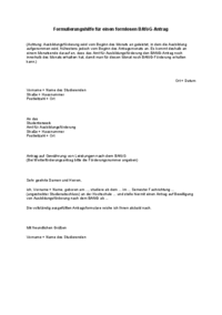Formloser Antrag auf BAföG
