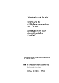 HRK-Empfehlung "Eine Hochschule für Alle" (21.04.2009)