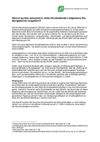 Hintergründe zur Einführung allgemeiner Studiengebühren