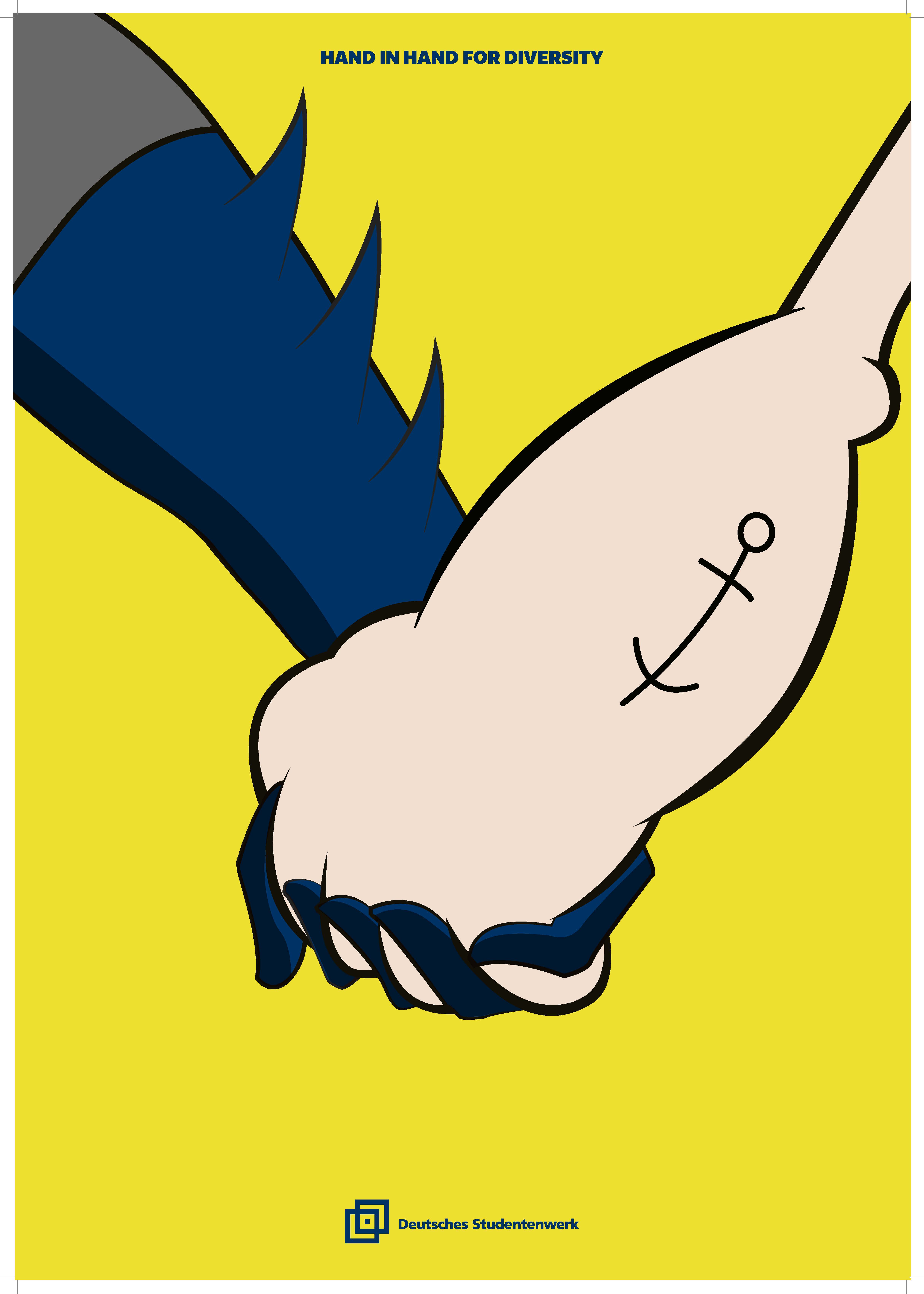 Zwei Hände sind zu sehen: Batman und Popeye halten sich an der Hand